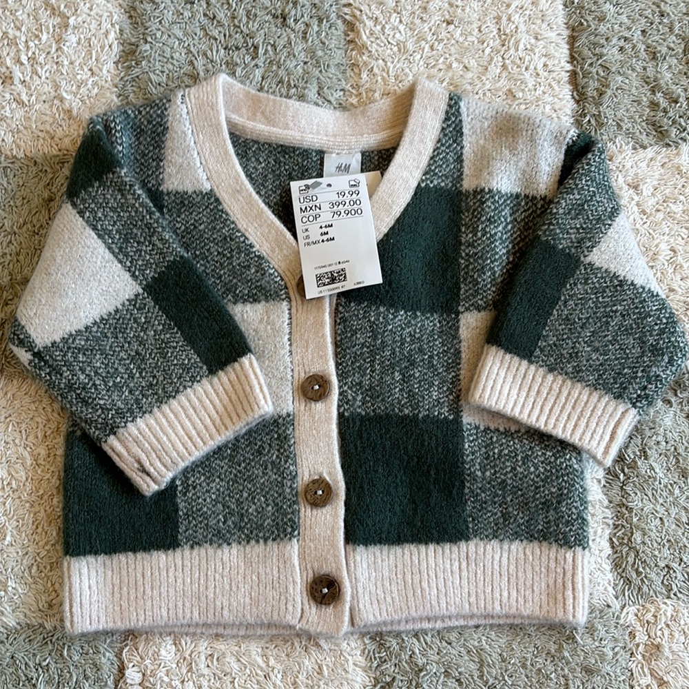 H&M super soft check cardigan. 6m